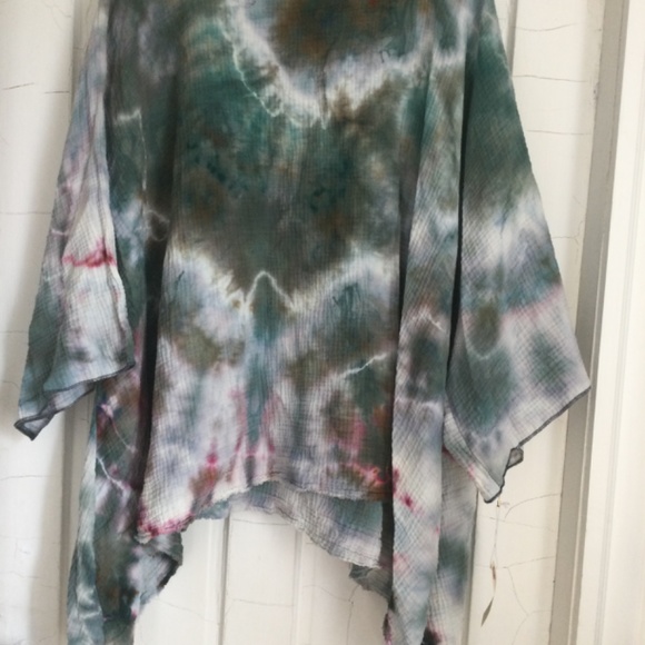 Handmade Tie died muslin cotton double tee - Picture 5 of 7